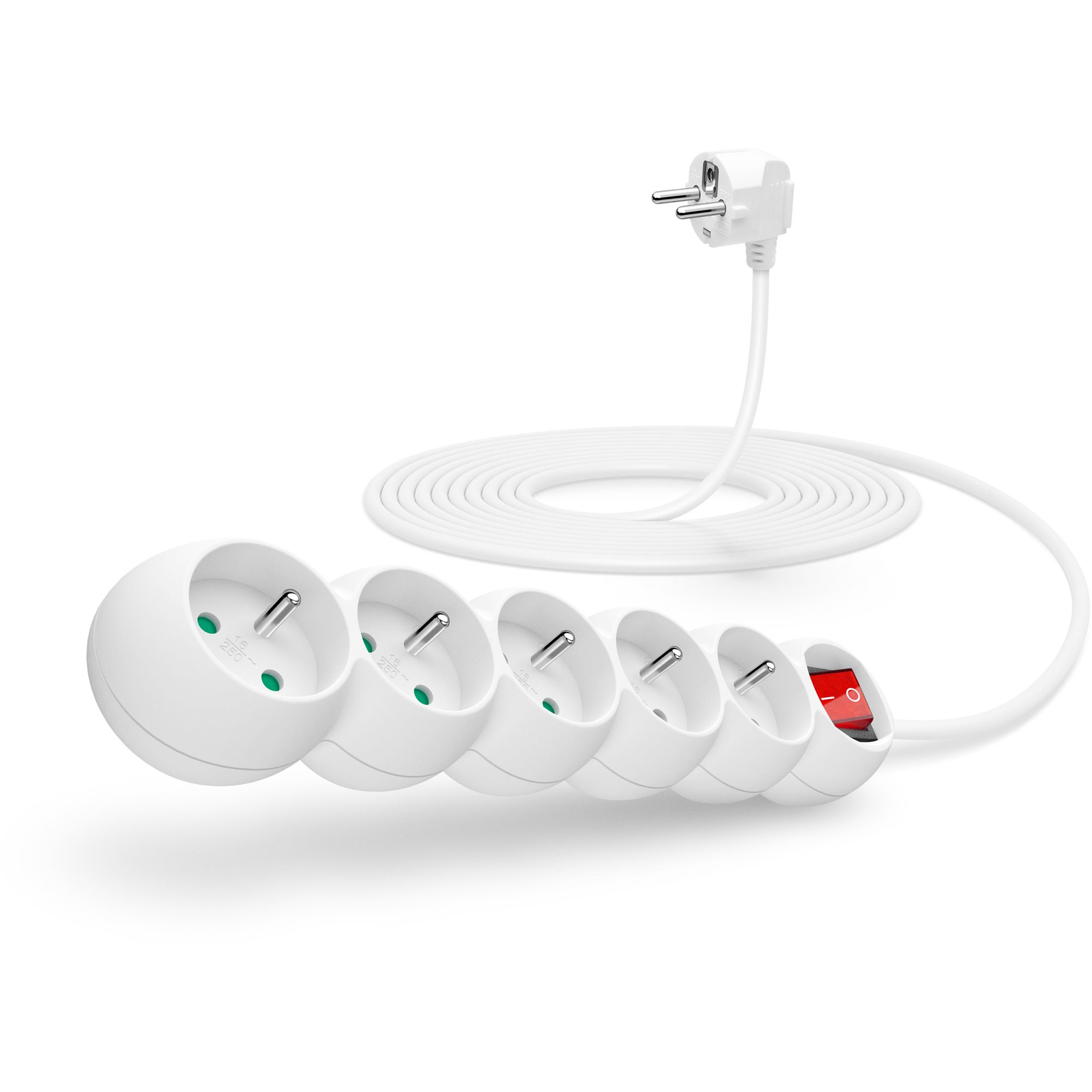 CONNECT IT hosszabbító kábel 230V, 5 aljzat + főkapcsoló, 5m, fehér (CI-1284)