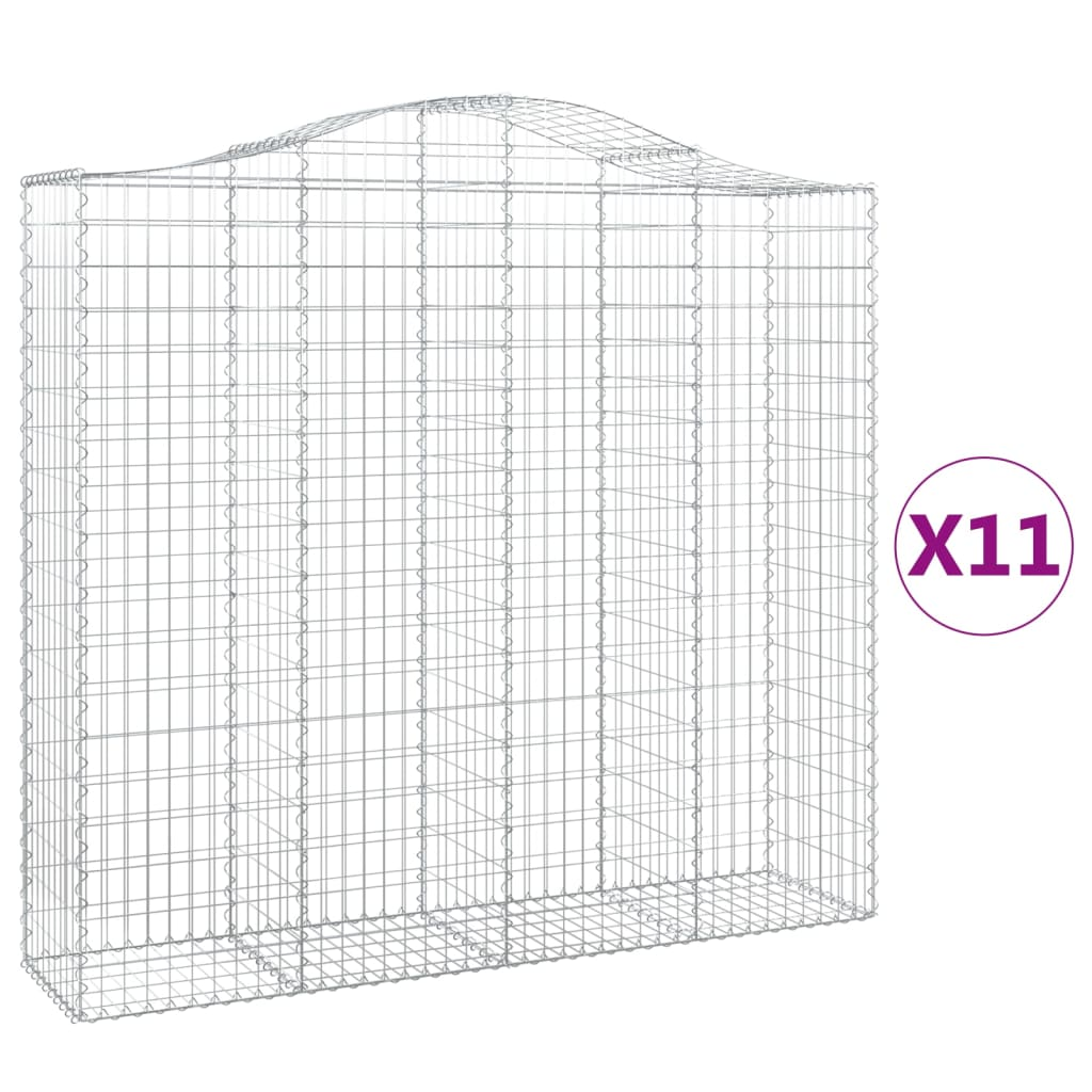 11 db íves horganyzott vas gabion kosár 200x50x180/200 cm (3145733)