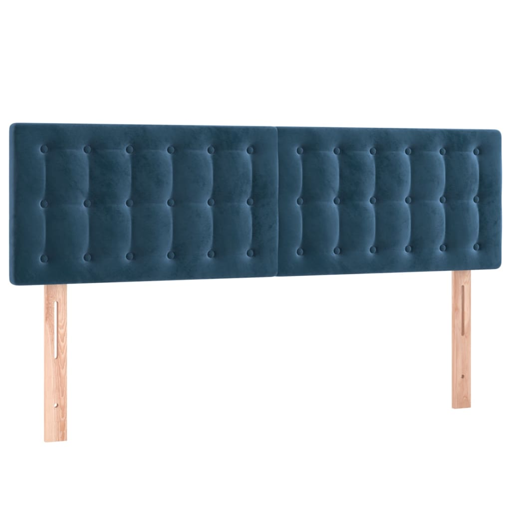 2 db sötétkék bársony fejtámla 72 x 5 x 78/88 cm (346474)