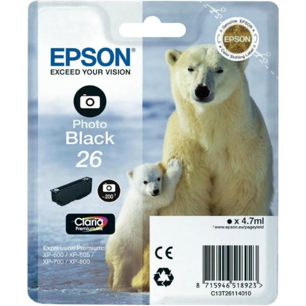 Epson T2611 Claria Premium Photo Black 4,7 мл мастилено касета
