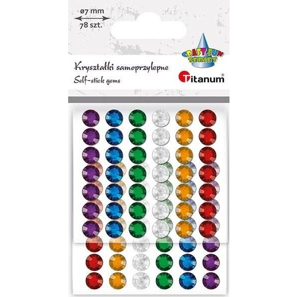 Kryształki samoprzylepne okrągłe 7mm 78szt mix