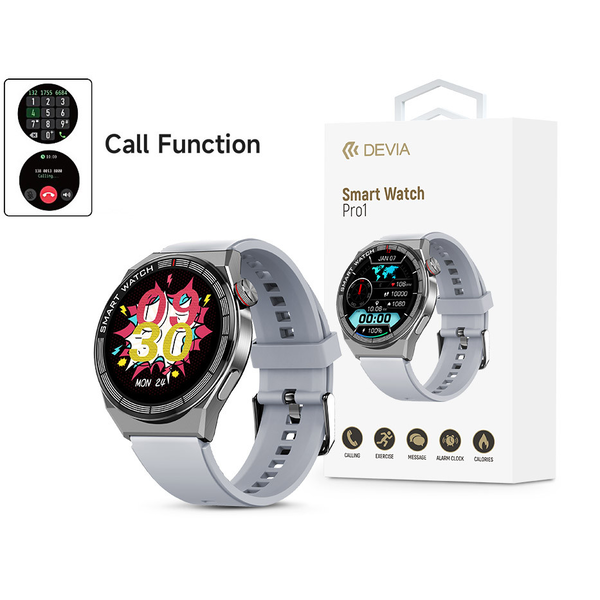 Devia Pro1 Smart Watch okosóra AMOLED kijelzővel - ezüst