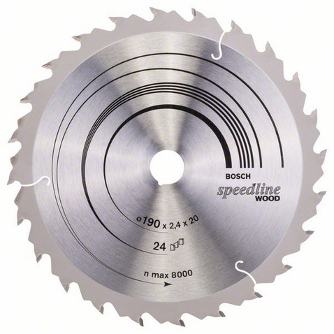 Bosch PRO Wood körfűrészlap, 190x2,4x20 mm 24 fog, kemény fa, rétegelt lemez, forgácslap (B 2608640799)
