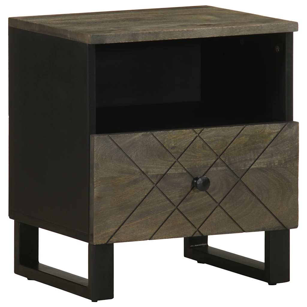 2 db fekete tömör mangófa éjjeliszekrény 40 x 33 x 46 cm (4017691)