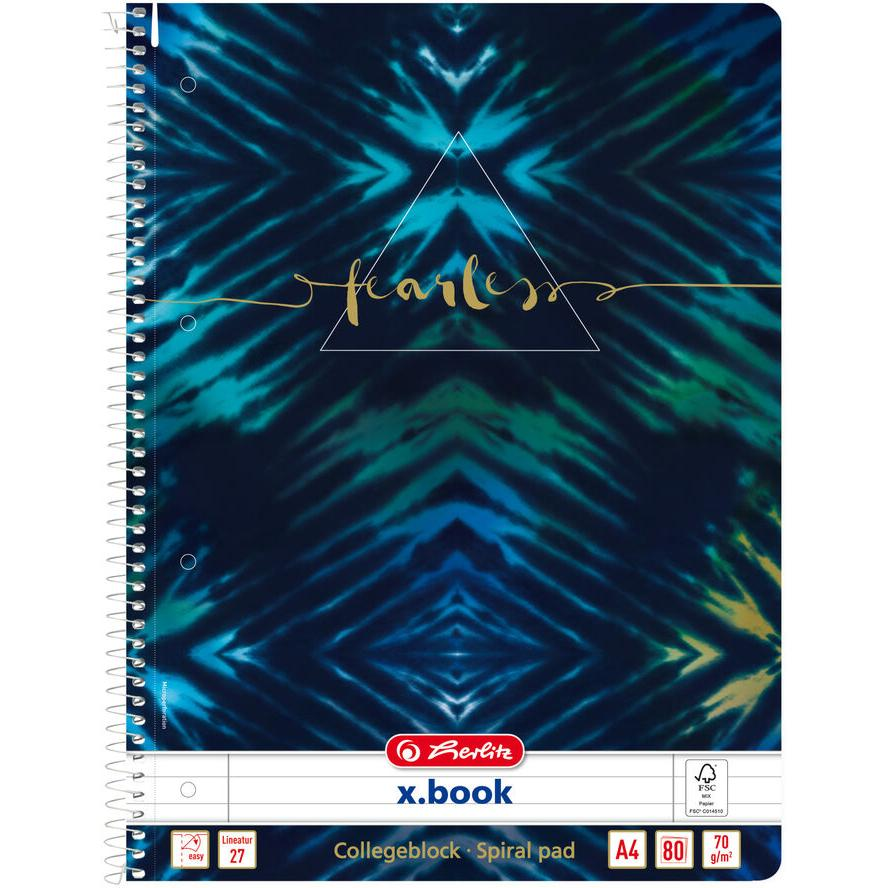 Herlitz Batik Fearless A4 80lapos perforált vonalas spirálfüzet (50044160)