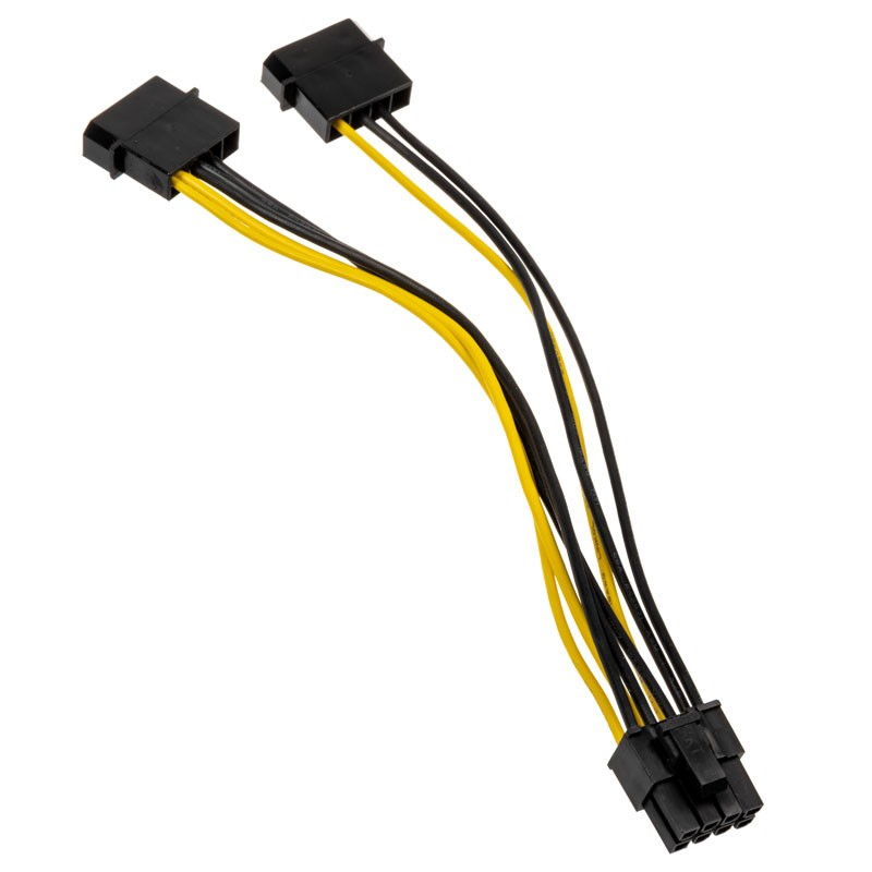 Akasa 4pin Molex - 6+2pin PCIe Adapter 15cm (AK-CBPW20-15)