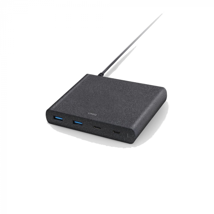 Uniq Surge Hálózati 2x USB-C PD + 2x USB QC 3.0 töltő állomás 90W Fekete (UNI000004-0)