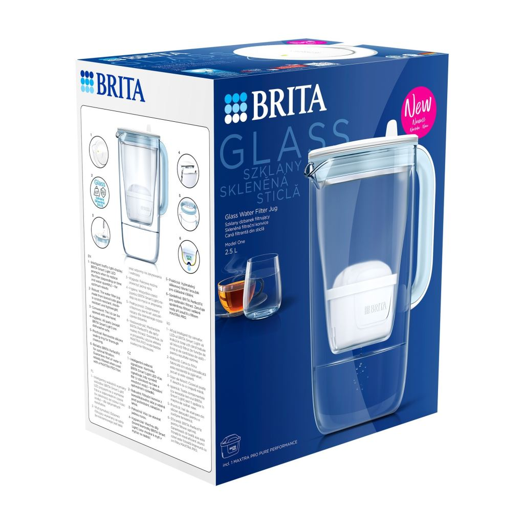 Brita Glass Jug üveg vízszűrő kancsó 2.5 liter világoskék (1050452) (brita1050452)