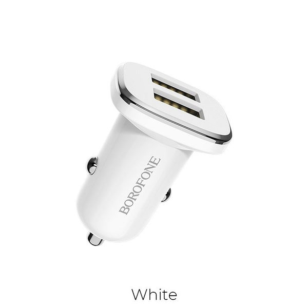 Borofone BZ12W dupla USB portos szivargyújtó töltő fehér (1316283)