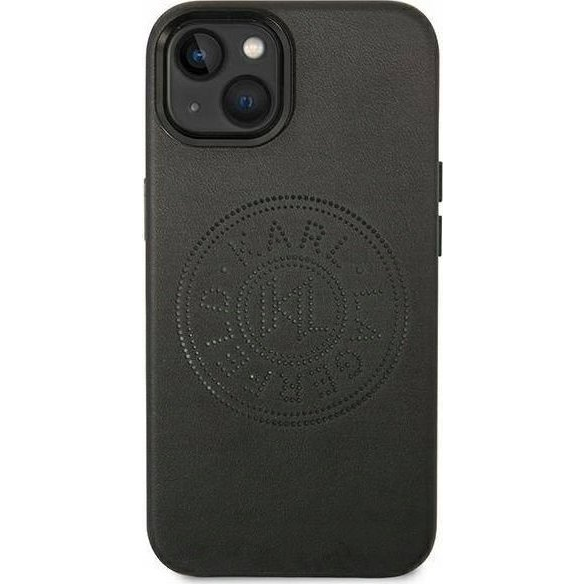 Karl Lagerfeld Leather Perforated Apple iPhone 14 Plus hátlap tok, fekete