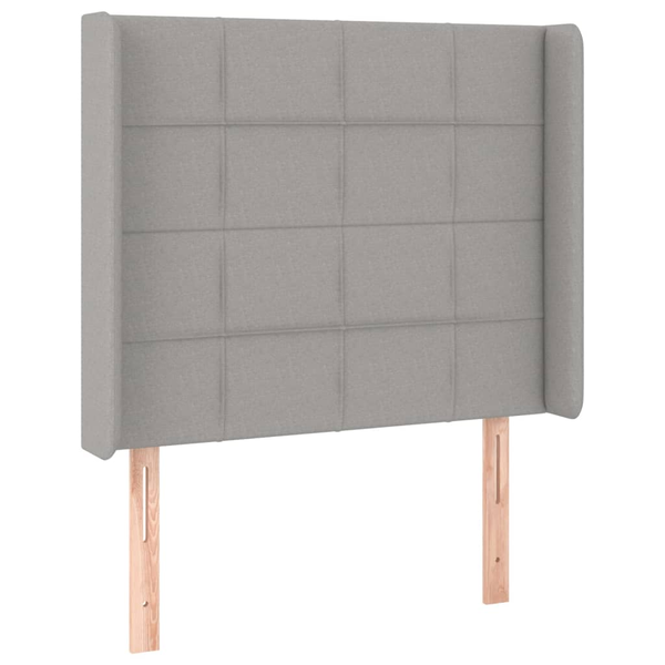 világosszürke szövet fejtámla szárnyakkal 103x16x118/128 cm