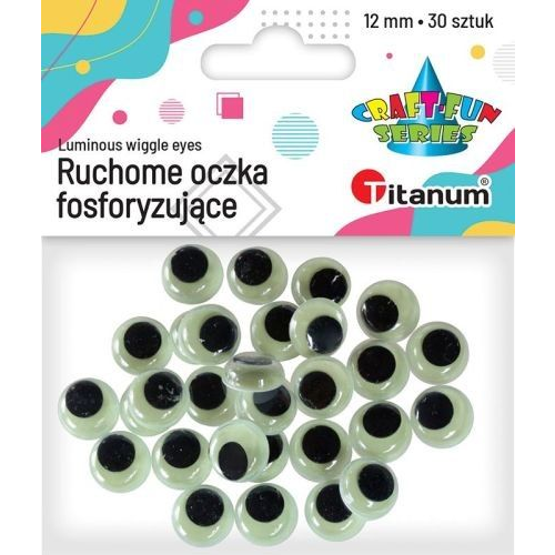  Titanum Oczka TITANUM Świecące w ciemności 12mm 30szt. Titatnum Kreatywne
