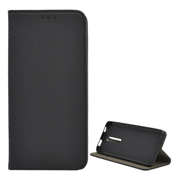 Tok álló, bőr hatású (FLIP, oldalra nyíló, asztali tartó funkció, rombusz minta) FEKETE [Xiaomi Mi 9T (Mi 9T Pro)] (5996457894727)