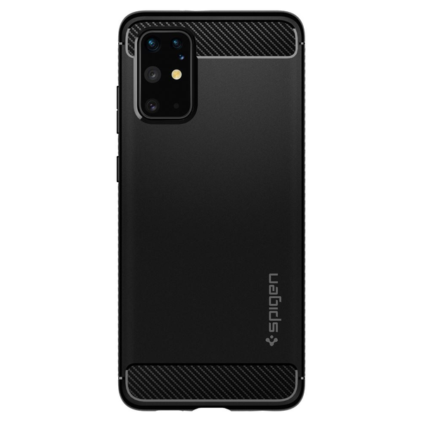 Калъф Spigen Rugged Armor, За Samsung Galaxy S20 Plus (SM-G985F), Силиконов, Черен