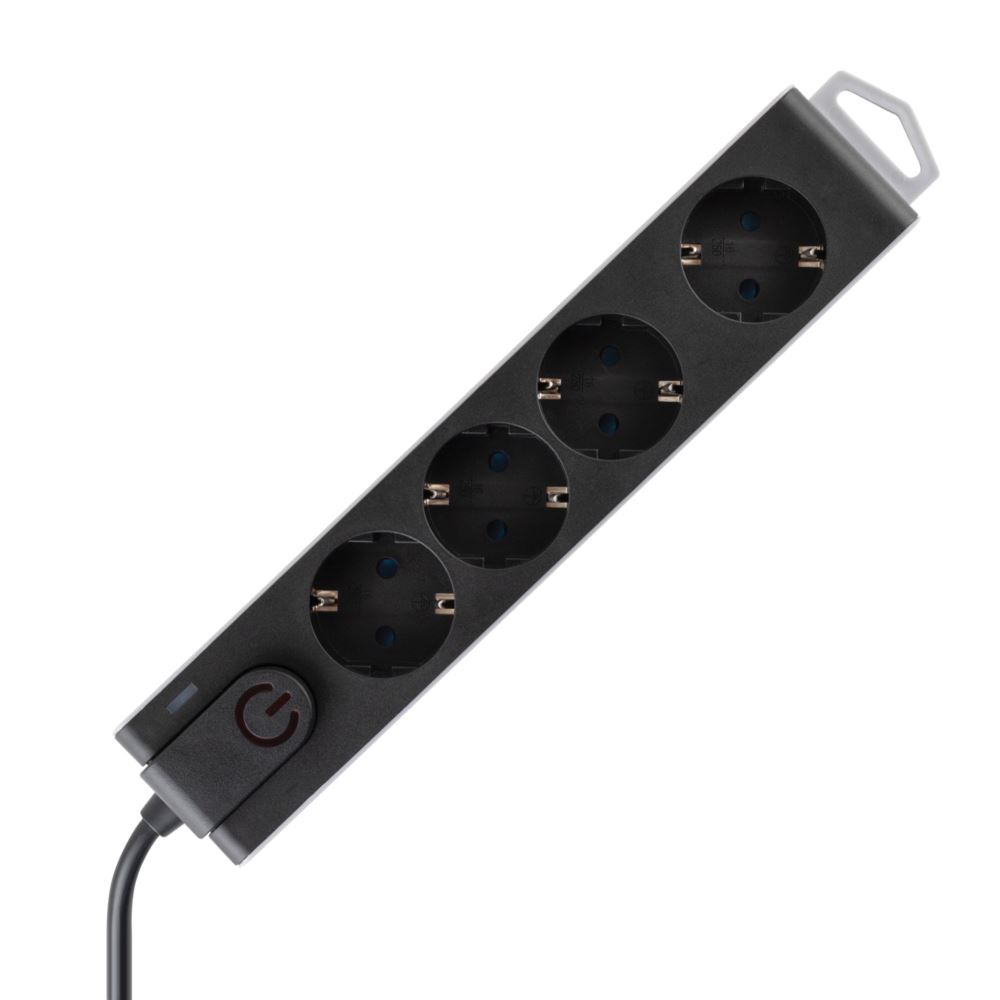 Somogyi Túlfeszültség védett elosztó, 4 aljzat, 1.5m, fekete (NVT 4K/BK) (NVT 4K/BK)