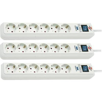 Brennenstuhl 1159720216-3 Túlfeszültség ellen védő elosztó 6 részes Fehér Védőérintkezős 3 db (1159720216-3)