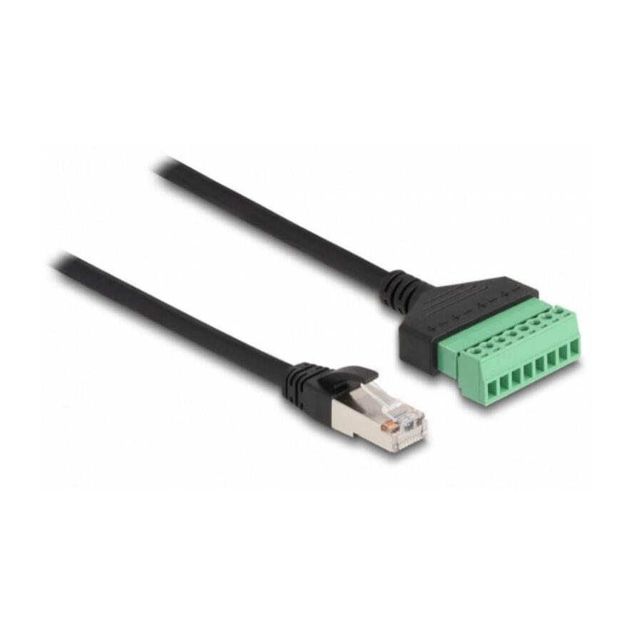 Delock RJ45 CAT6 UTP -> Terminal block 8pin M/F adatkábel 0.3m fekete (65975)
