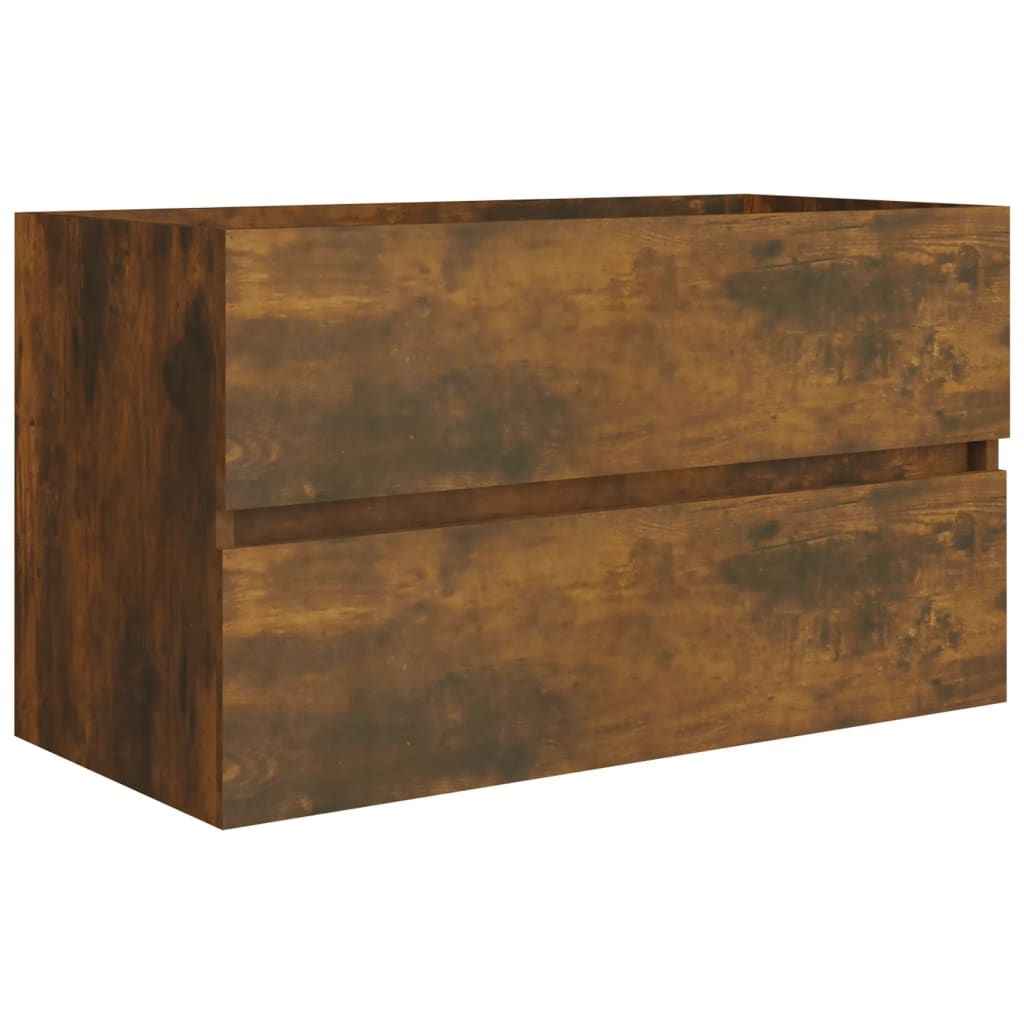 füstös tölgy színű szerelt fa mosdószekrény 80 x 38,5 x 45 cm (815651)