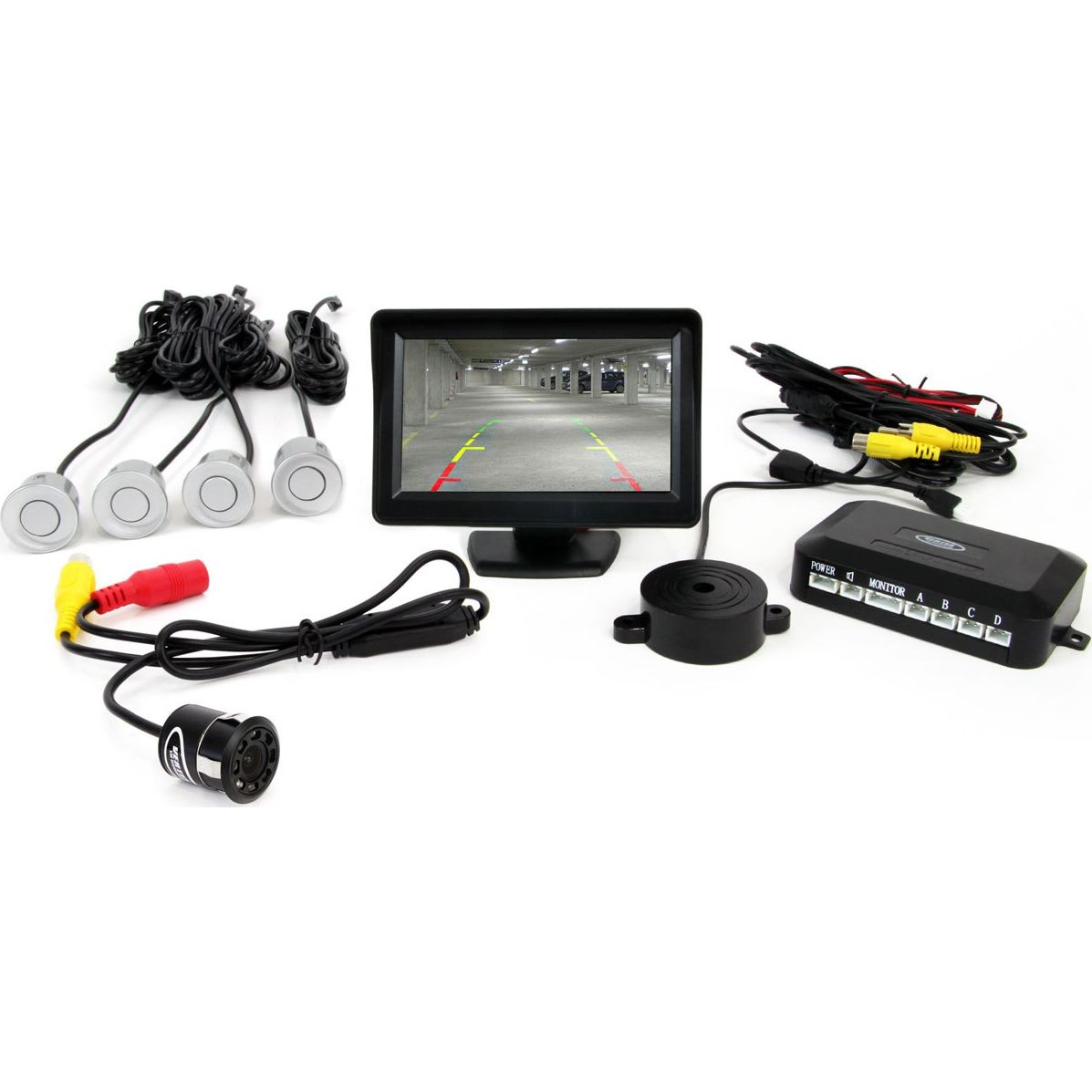 Amio Tolatóradar 4 Darab Ezüst 22 mm-es Szenzorral, 4.3" Tft Monitorral + Éjjellátó (AMI-01556)