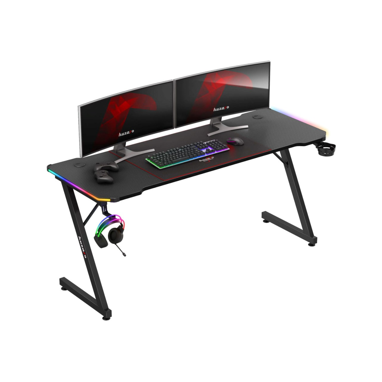 Huzaro Hero 4.8 RGB Gamer asztal 160 x 60 x 74 cm - Fekete (HZ-HERO 4.8 RGB)