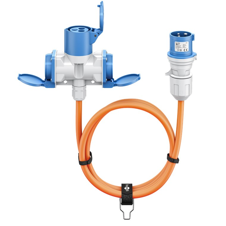 Goobay 76265 Type-E/F - CEE Kemping Adapterkábel 5m - Narancssárga (76265)