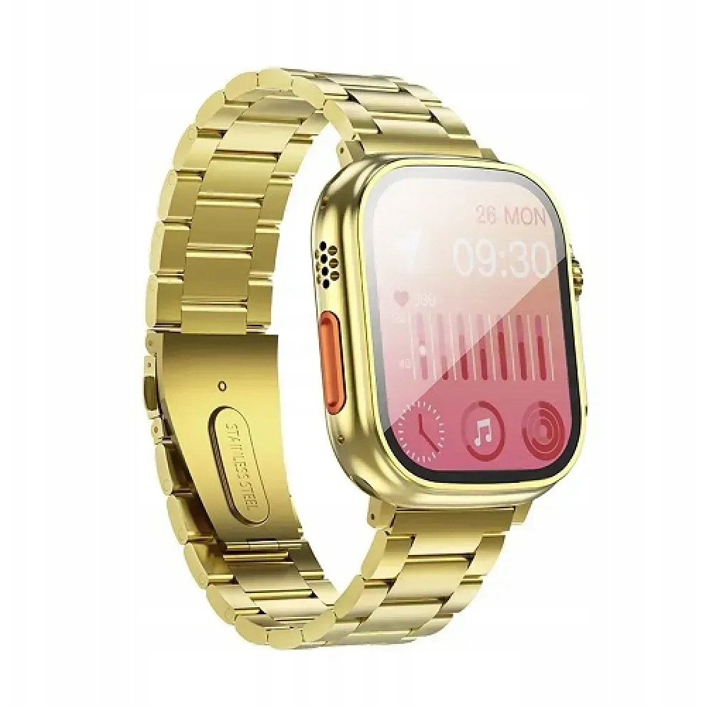 Hoco Y12 Ultra Okosóra 1,96" TFT Titánium Arany (6942007609487)