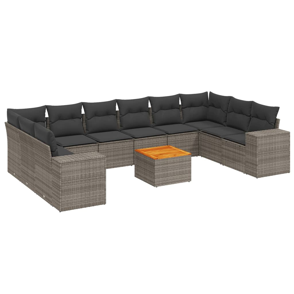 11 részes szürke polyrattan kerti ülőgarnitúra párnákkal (3257950)