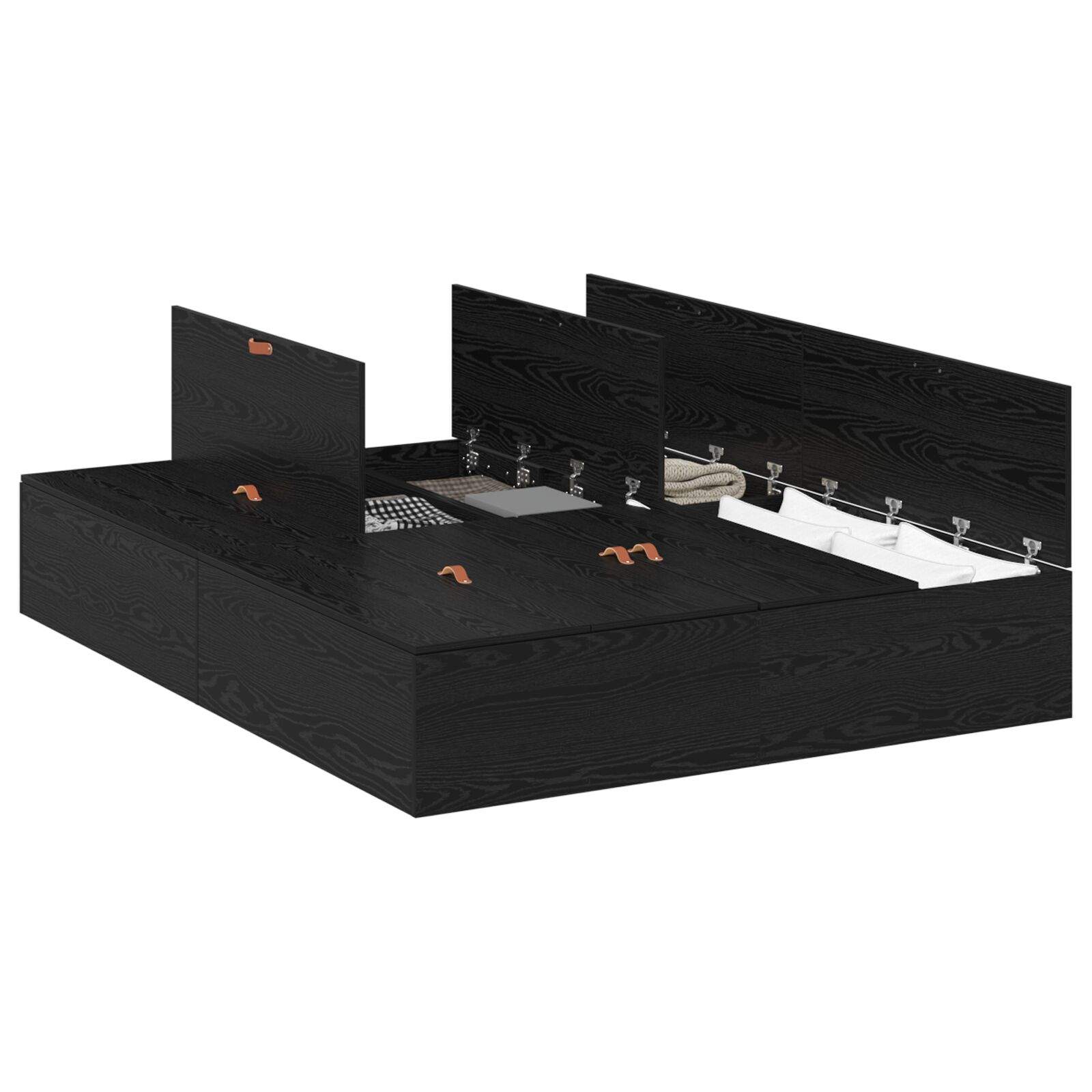 Tárolós Ágykeret Fekete Tölgy 140x190 cm (3335430)