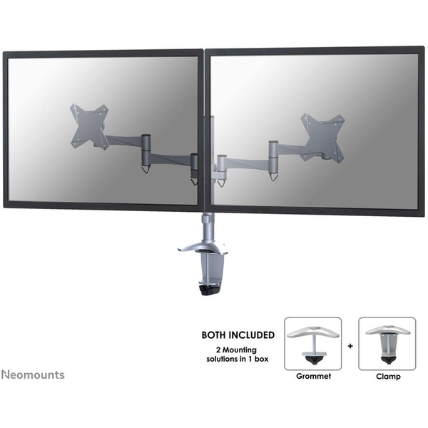 Neomounts FPMA-D1330DSILVER flat panel bureau steun 68,6 cm (27") Zilver