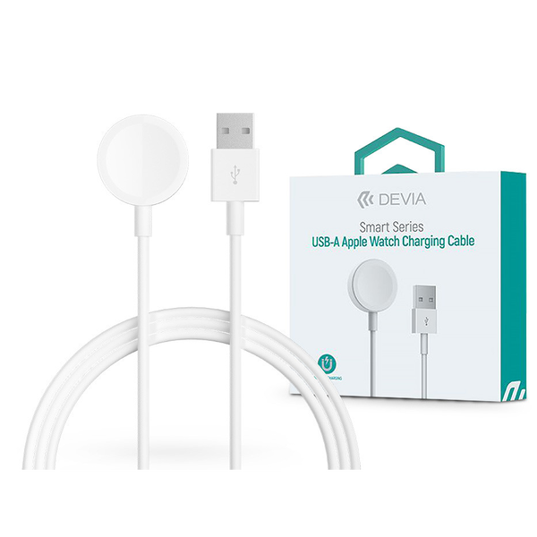 Devia Smart Series mágneses töltőkábel Apple Watch-hoz + USB-A kábel - fehér