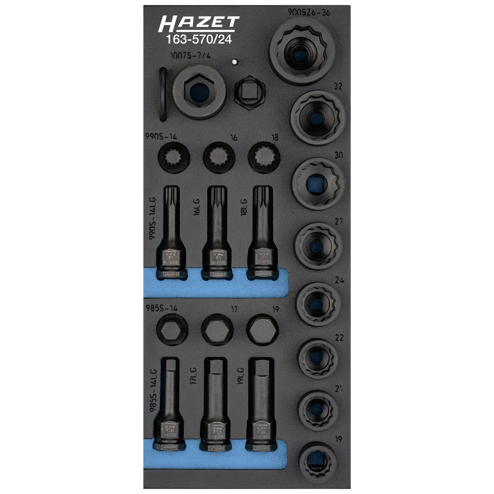 Hazet 163-570/24 dugókulcs betét készlet, 24 részes (163-570/24)