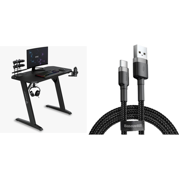 Biurko SENSE7 gamingowe Nomad Classic Czarne 120x60 cm + kabel usb