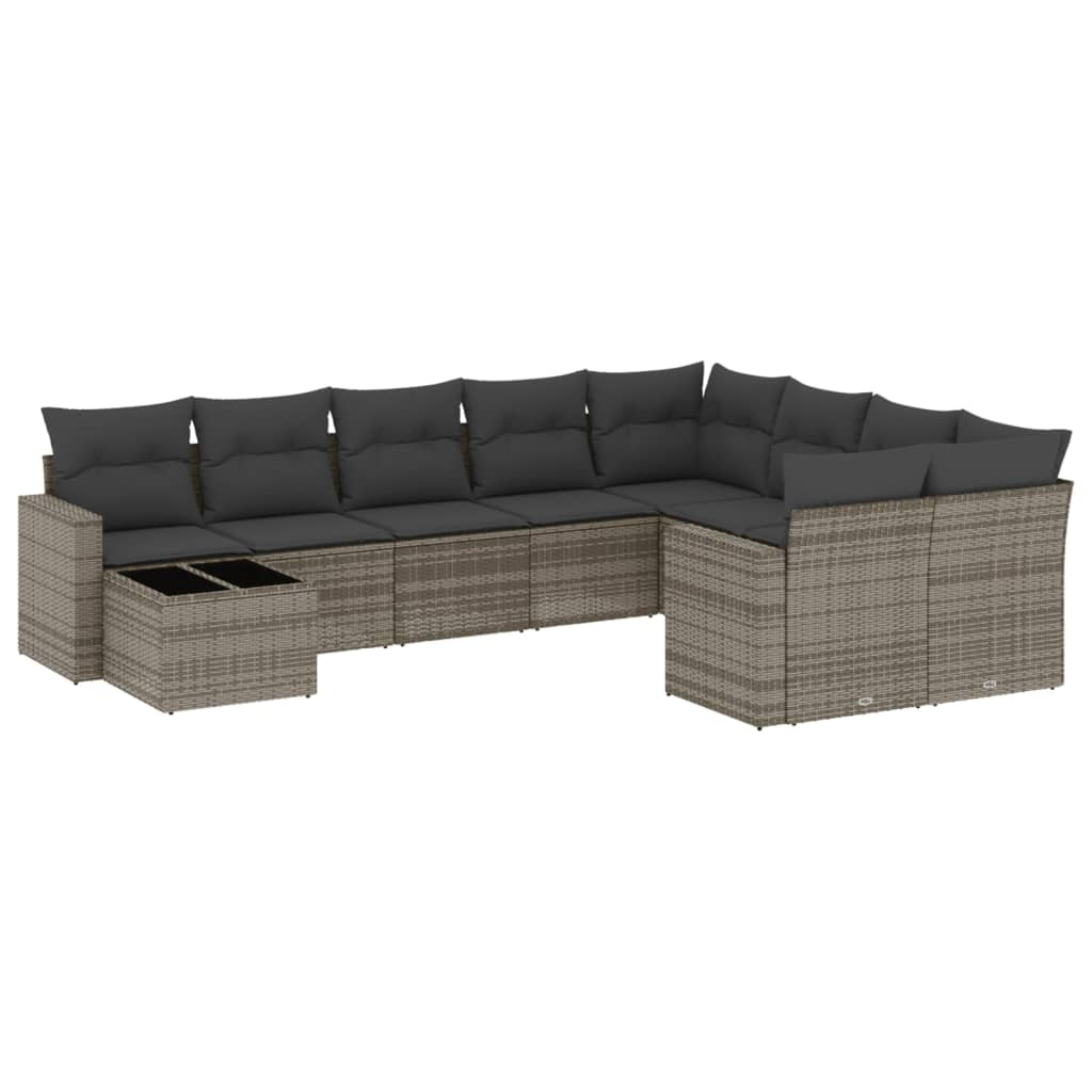 10 részes szürke polyrattan kerti ülőgarnitúra párnákkal (3251797)