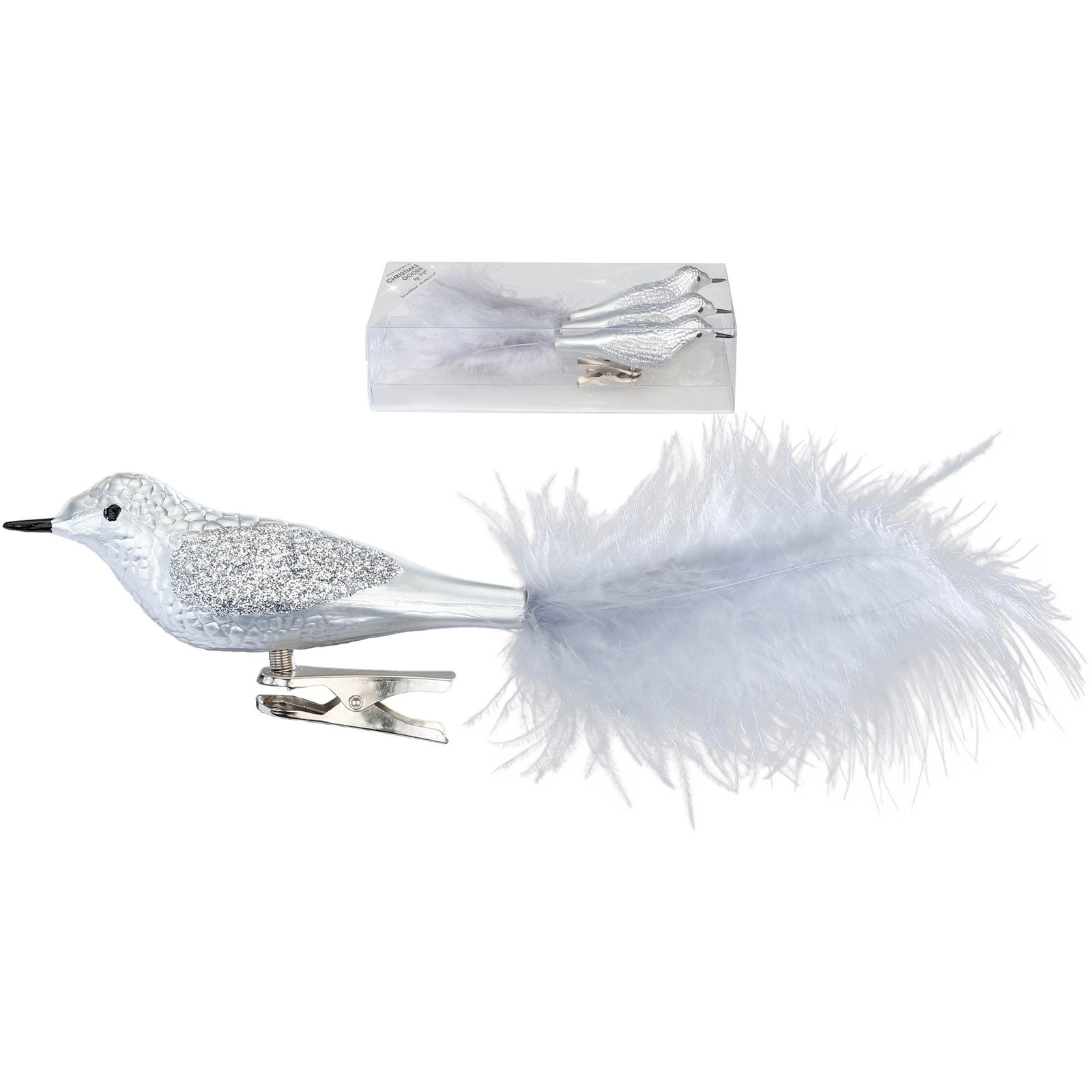 LAALU készlet: Ezüst madár, 20 cm, 3 db (LAU-1885)