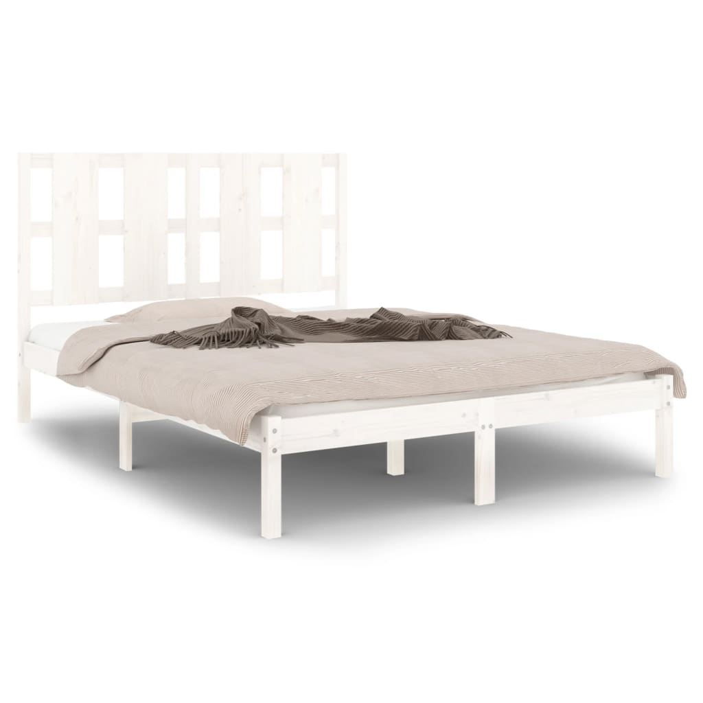 fehér tömör fa ágykeret 120x190 cm (4FT Small Double) (3105571)
