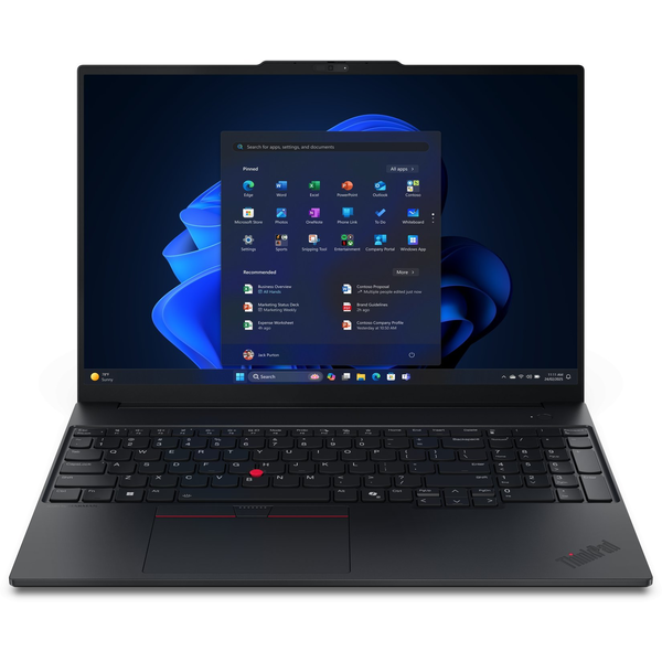 Lenovo ThinkPad E16 Gen 3 (Intel) Intel Core Ultra 7 255H Laptop 40,6 cm (16") WQXGA 16 GB DDR5-SDRAM 512 GB SSD Wi-Fi 6E (802.11ax) Windows 11 Pro Belgisk Sort