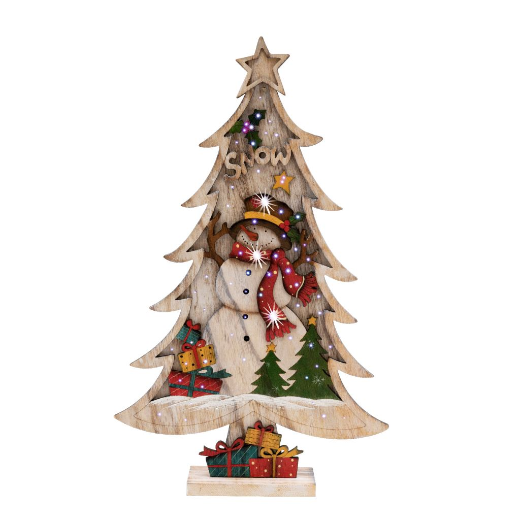 Somogyi KAD 35 optikai szálas, LED-es, színes fa fenyő asztali dísz (siKAD35)