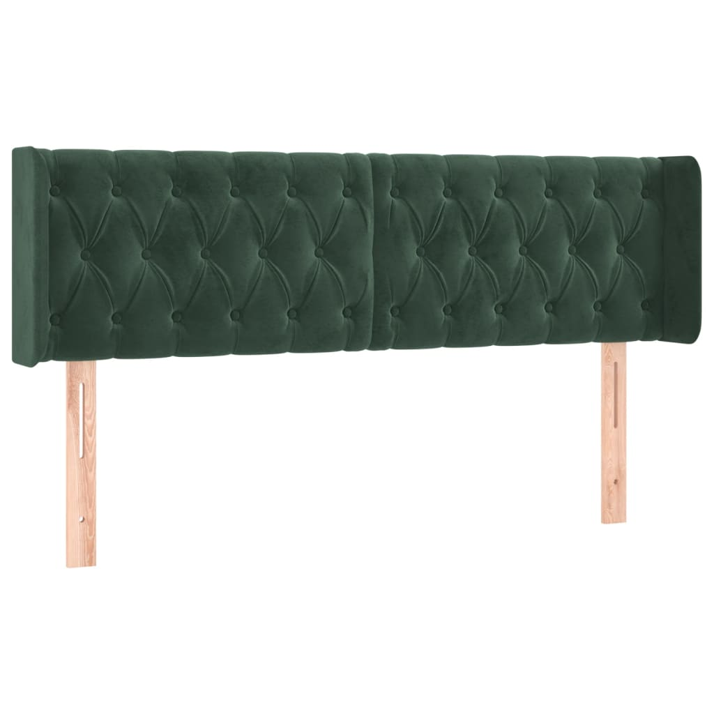 sötétzöld bársony fejtámla 147x16x78/88 cm (3119155)