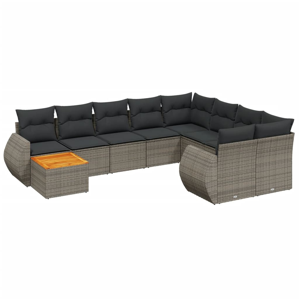 10 részes szürke polyrattan kerti ülőgarnitúra párnákkal (3225171)