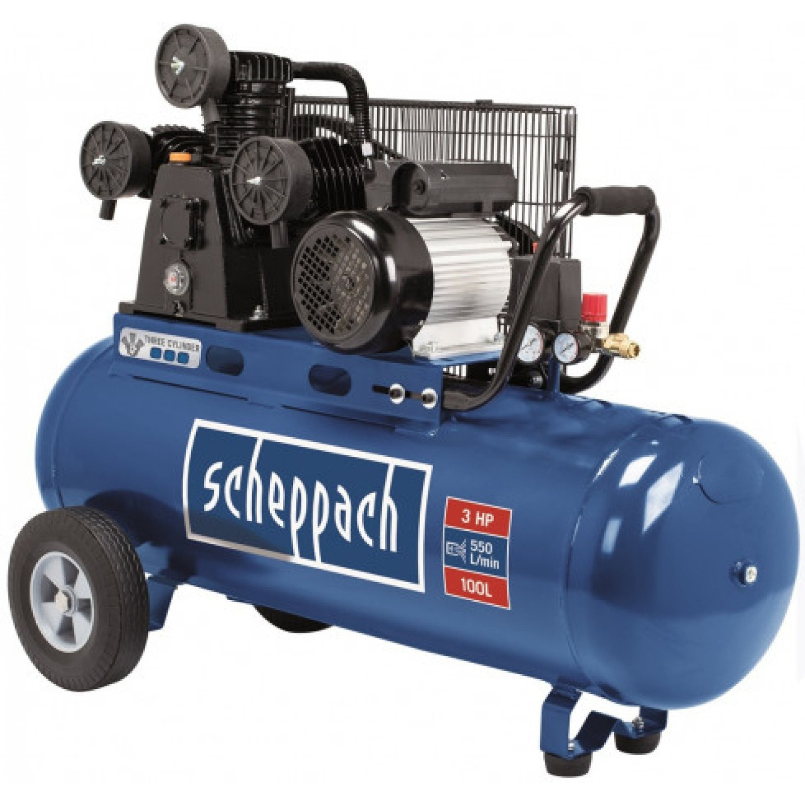 Scheppach HC 550 TC - olajba merülő háromhengeres övkompresszor 100 l. (5906147901)