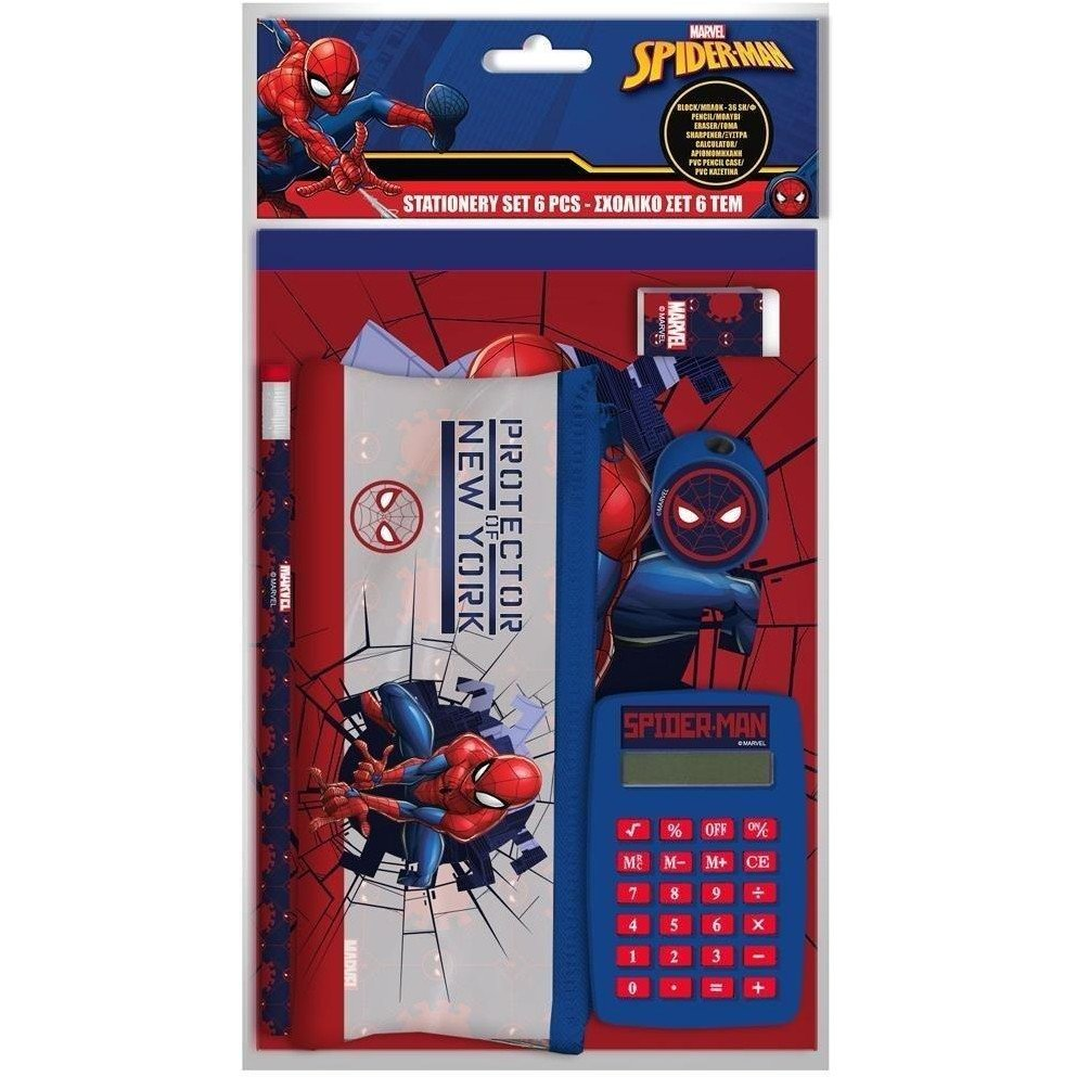 Luna: Pókember írószer szett számológéppel 6db-os csomag (5205698616648)