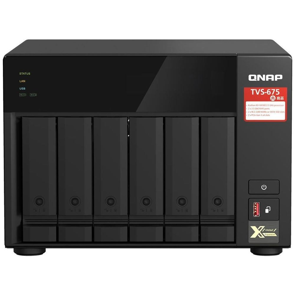 QNAP TVS-675 NAS Tower Ethernet/LAN csatlakozás Fekete KX-U6580 (TVS-675-8G)