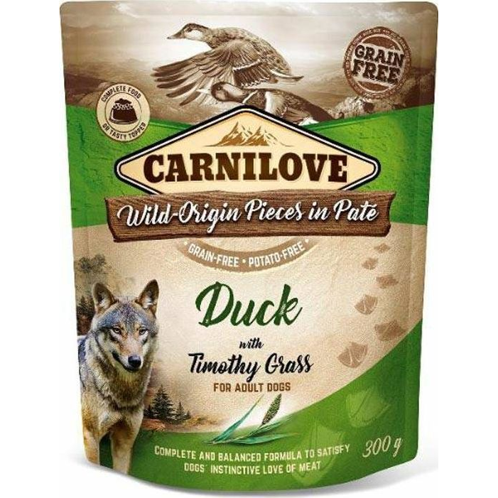 Carnilove Dog tasakos Paté Duck with Timothy Grass - Kacsa mezei komócsinnal 300g HU (19161-uniw)