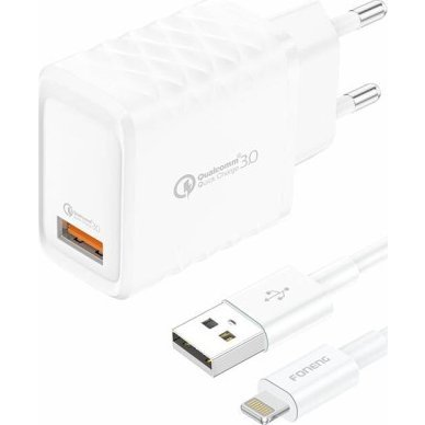 Charger Foneng EU54 USB-A, 3A (White) + cable USB-A to Lightning