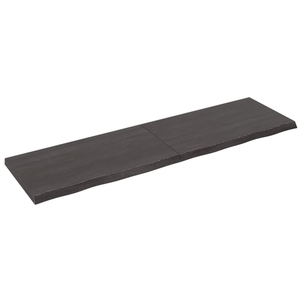 sötétbarna kezelt tömör tölgyfa fali polc 220 x 60 x (2-6) cm (363859)