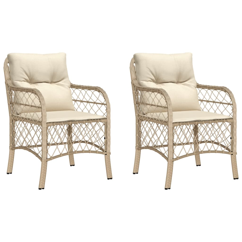 2 db bézs polyrattan kerti szék párnával (365156)