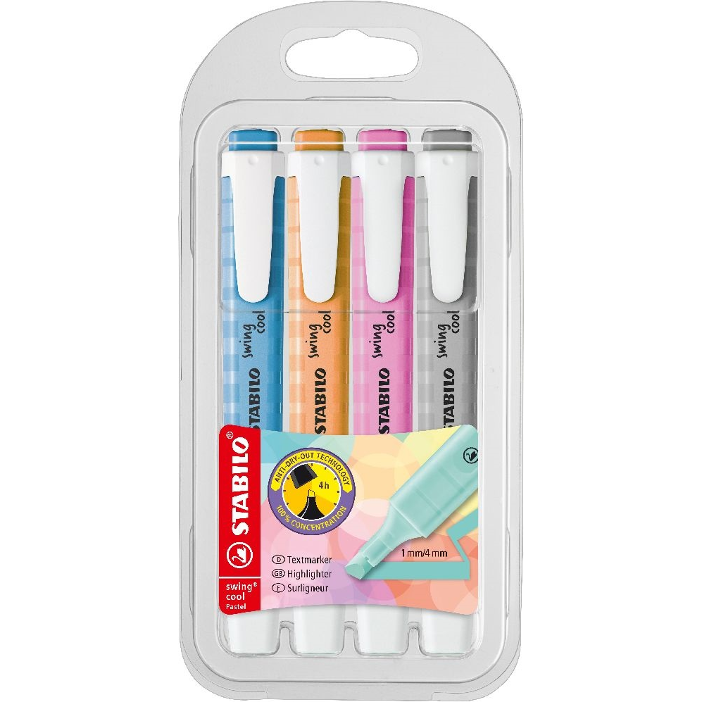 STABILO swing cool Pastel szövegkiemelő 8 dB Vésőhegyű Többszínű (275/4-08-2)