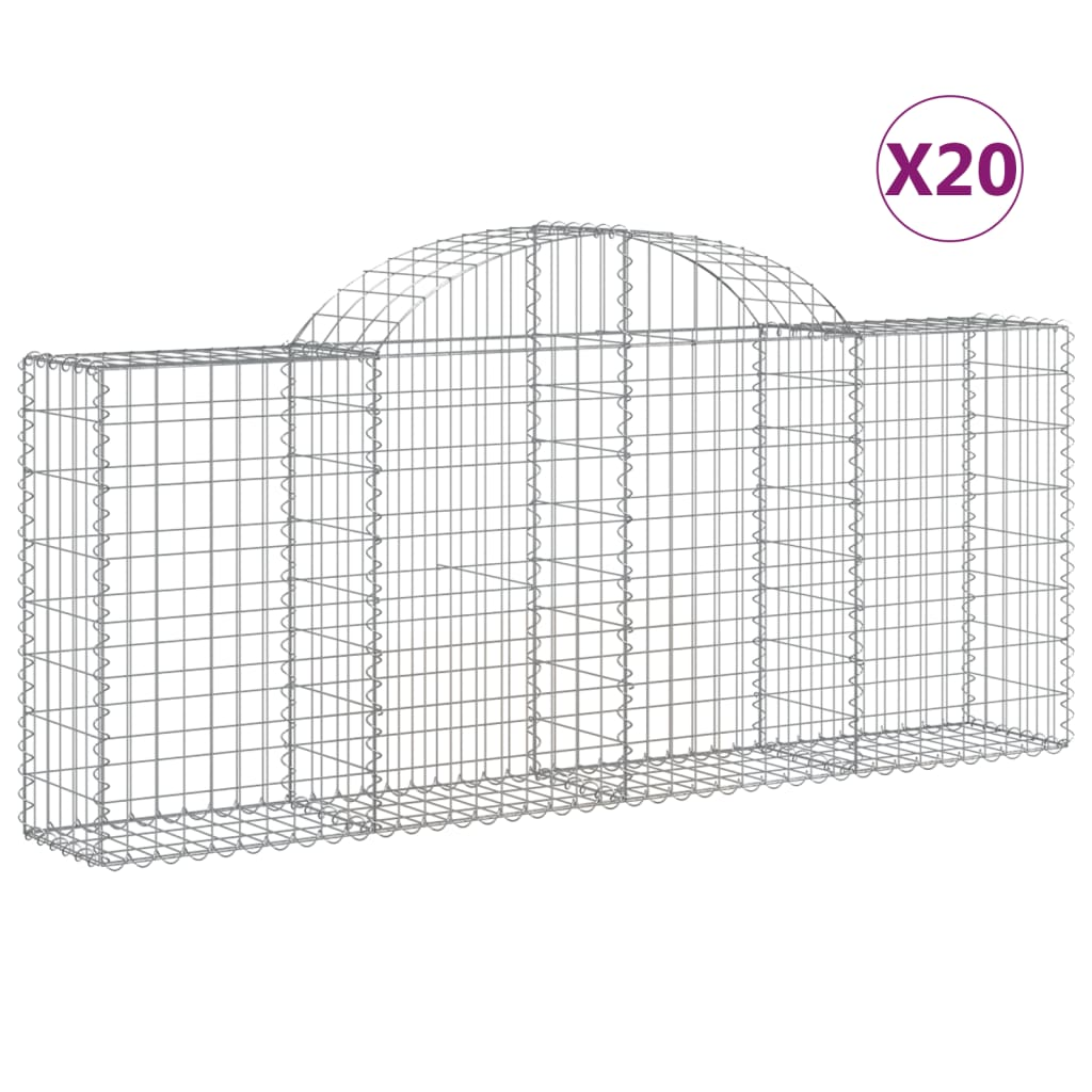 20 db íves horganyzott vas gabion kosár 200x30x80/100 cm (3146104)