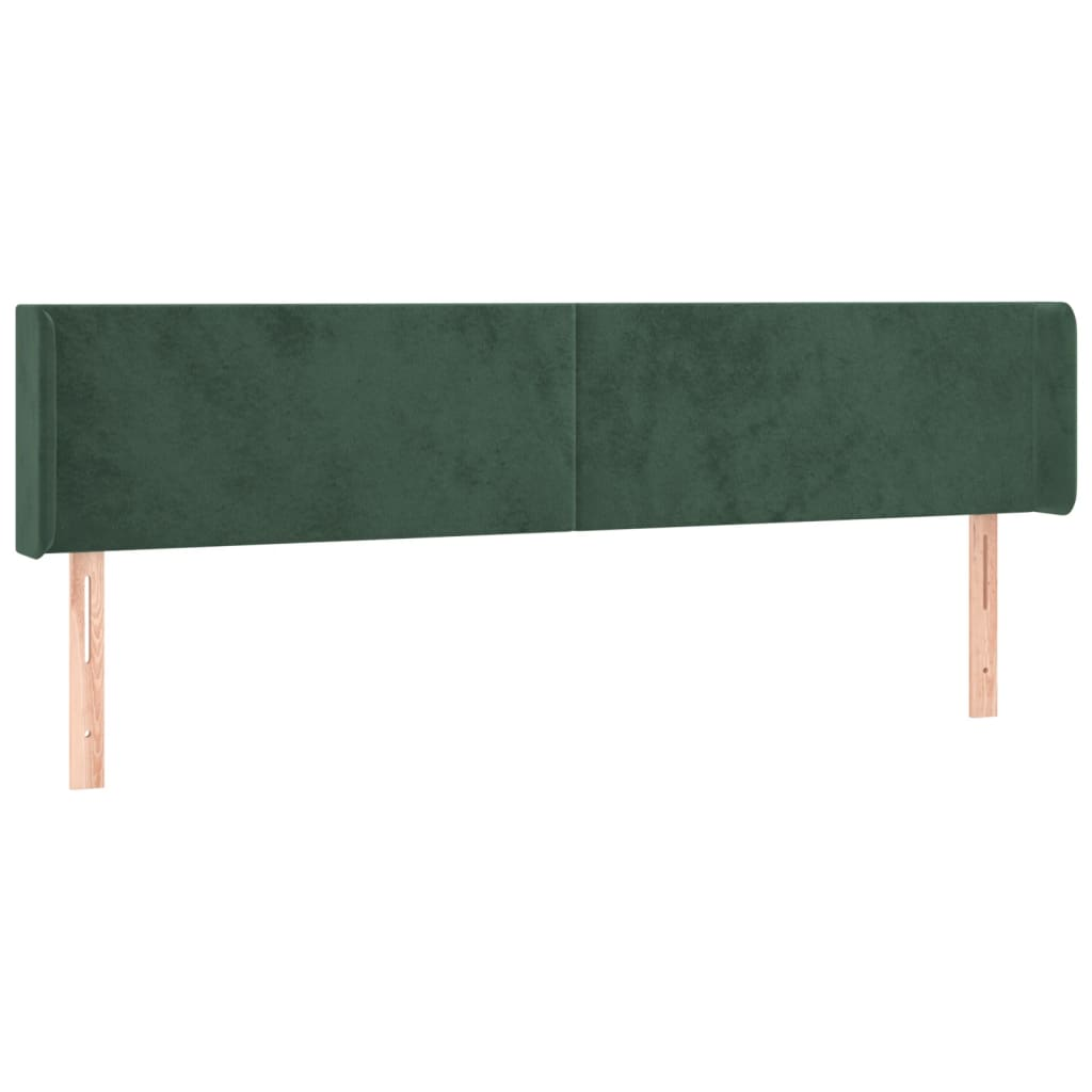 sötétzöld bársony szárnyas fejtámla 183x16x78/88 cm (3118551)