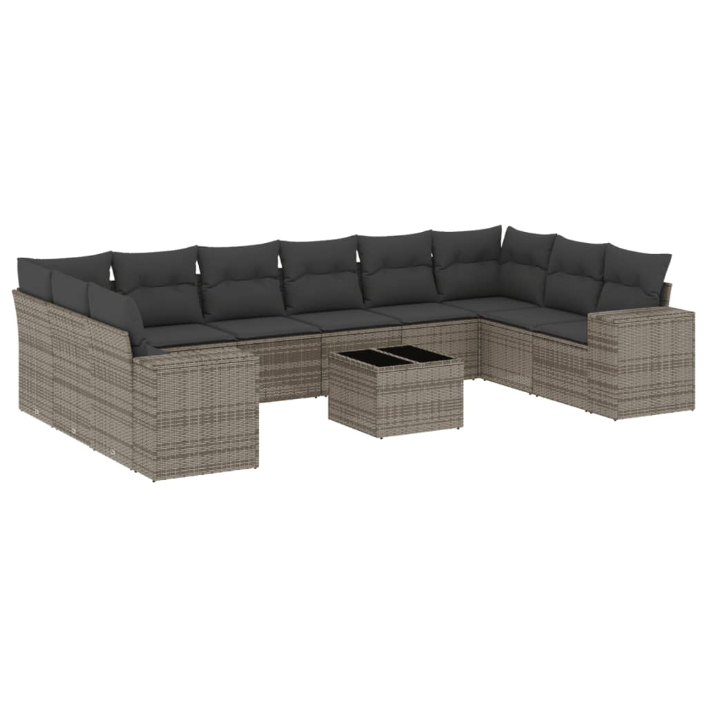 11 részes szürke polyrattan kerti ülőgarnitúra párnákkal (3223079)